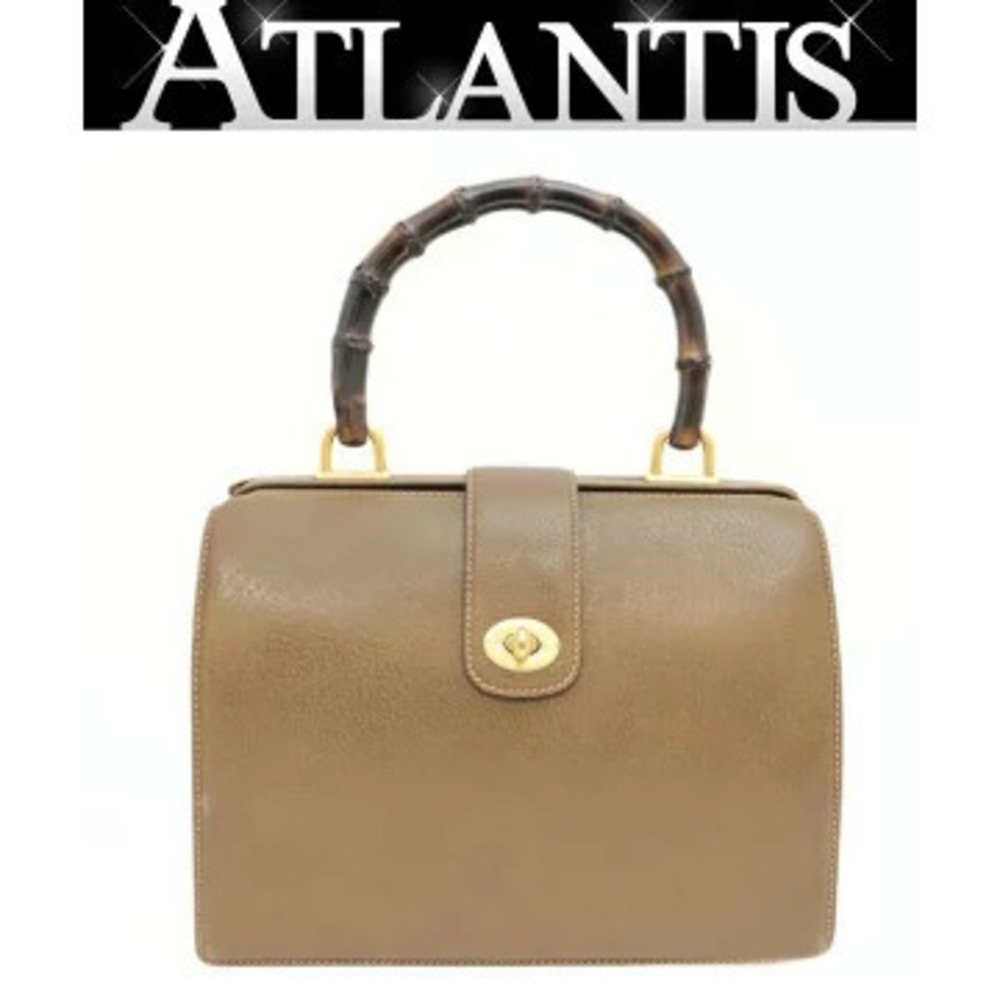 Gucci Bamboo Turnlock Doctors Bag Handbag Pig Leather Brown